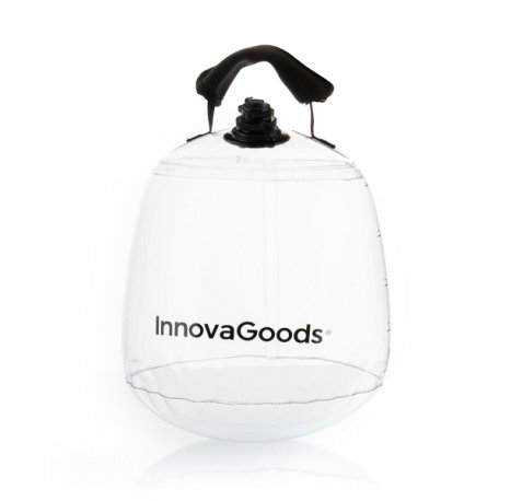Innovagoods Fibell Pesa Rusa de Agua - Capacidad 10L - Guia de Ejercicios - Hinchable - Incluye Inflador - Peso Ajustable - Compacto y Portatil - Transparente