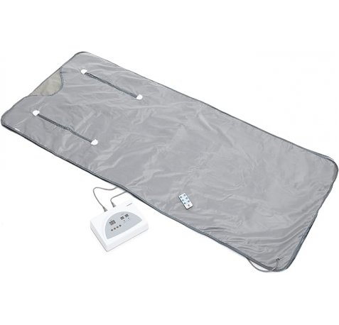 Innovagoods Bedna Manta Sauna de Calor Infrarrojo - 650W - 2 Cables de 150cm - Pantalla LED - Temperatura Regulable - Plegable - Temporizador - Apagado Automatico - 179x79x2cm - Color Gris