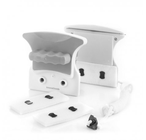 Innovagoods Magly Limpiacristales Magnetico - Iman Potente - Facil de Usar - Incluye Recambios - Seguridad Anticaida - Ventanas hasta 8mm - Ergonomico - 12x5.5x11cm - Color Gris y Blanco