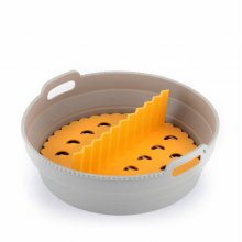 Innovagoods Fliynner Cesta de Silicona para Freidora de Aire - Antiadherente - Plegable - Apto Lavavajillas - Multifuncion - Libre de BPA - 21.5x7cm - Color Gris y Naranja