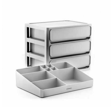 Innovagoods Makeser Organizador de Maquillaje - 3 Cajones - Bandeja Extraible con 9 Compartimentos - 26x29x19.5cm - Color Gris