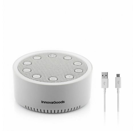 Innovagoods Slewel Maquina de Ruido Blanco - Autonomia 60min - Relajacion con Luz y Sonido - Bateria 400mAh - Antideslizante - Apagado Automatico - 9x4.2cm - Color Gris