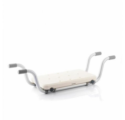 Innovagoods Seburett Asiento 2 en 1 - Ajustable y Extensible - Antideslizante - Multifuncion - Resistente - Facil Montaje y Limpieza - Soporta hasta 120kg - Ergonomico - Color Blanco y Gris