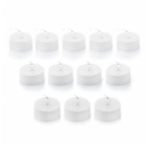 Innovagoods Romandle Pack de 12 Velas de Te LED - Luz Calida - Efecto Llama - Duracion hasta 75min - Pack de 2 Set de Velas de Te LED - 3.7x3.5cm - Color Blanco