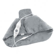 Innovagoods Sholkad Almohadilla Electrica para Cuello y Hombros - 70W - Cable 230cm - Funcion Calor - Apagado Automatico - Control Desmontable - Funda con Cremallera - 60Ã?45Ã?1cm - Color Gris
