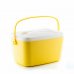 Innovagoods Lilty Nevera Portatil Rigida - Capacidad 15L - Asa de Transporte - Tapa Bandeja - Estilo Retro - Facil Limpieza - 43x25x29cm - Color Amarillo y Blanco