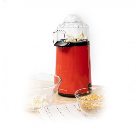 Innovagoods Popmar Palomitera de Aire Caliente - Potencia 1200W - Cocina sin Aceite - Tapa Medidora - Seguridad Termica - Color Rojo, Negro y Transparente