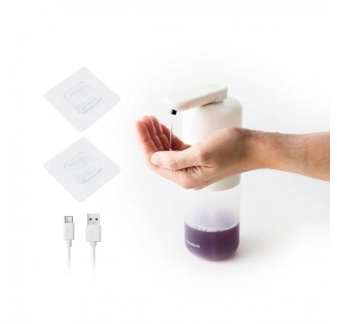 Innovagoods Bitesap Dipensador de Jabon Liquido Automatico - Bateria 1200mAh - Deposito de 350ml - IPX5 - Recargable - Sistema Antigoteo - 11x21.5x6.5cm - Color Blanco