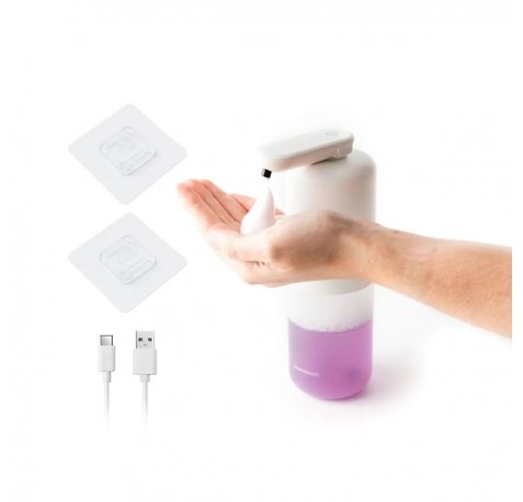 Innovagoods Bitefom Dipensador de Jabon en Espuma Automatico - Bateria 1200mAh - Deposito de 350ml - IPX5 - Recargable - Sistema Antigoteo - 11x21.5x6.5cm - Color Blanco