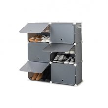 Innovagoods Grevoux Zapatero Modular para 20 Pares - 6 Modulos - Perchero Metalico Lateral - Orificios de Ventilacion - 84x96x32cm - Color Gris