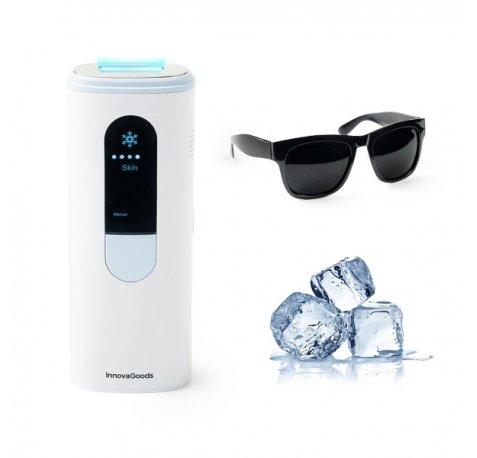Innovagoods Kulepil Depiladora de Luz Pulsada - Funcion Frio - Incluye Accesorios - Apagado Automatico - Cable 150cm - Gafas de Proteccion IPL - 6.5x17x3.5cm - Color Blanco y Azul