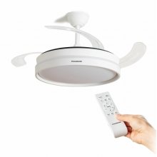 Innovagoods Keteez Ventilador de Techo con 4 Aspas Retractiles - 72W - 6 Velocidades - Luz LED - Incluye Accesorios de Montaje - Mando a Distancia - Temporizador - 49-104x42cm - Color Blanco