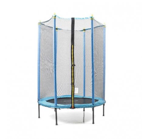 Innovagoods Zuply Cama Elastica Infantil con Red de Seguridad - Soporta hasta 25kg - Proteccion UV - Resistente al Agua - Mastiles con Espuma - 140x183cm - Color Azul y Negro