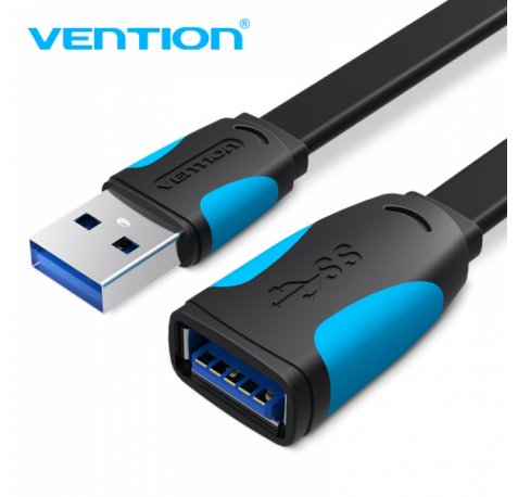 Vention Cable Alargador Plano USB 3.0 Macho a USB Hembra - 2m - Color Negro y Azul