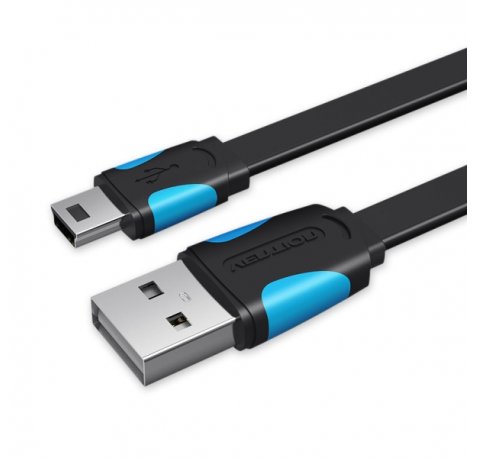 Vention Cable USB 2.0 Macho a Mini USB Macho - 2m - Plano - Color Negro