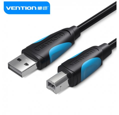 Vention Cable USB 2.0 Impresoras - Transmision 480 Mbps - Recubrimiento Aluminio y Trenza Metalica - Carcasa PVC - AWG 24+28 - Color Negro