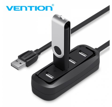 Vention HUB 4 en 1 USB2.0 a 4xUSB2.0 - 0.15m - Color Negro