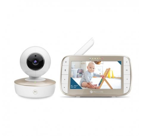 Motorola Nursery VM50G Vigilabebes con Camara - Vision Nocturna - Comunicacion Bidireccional - Pantalla 5" - Sensor de Temperatura - Color Blanco