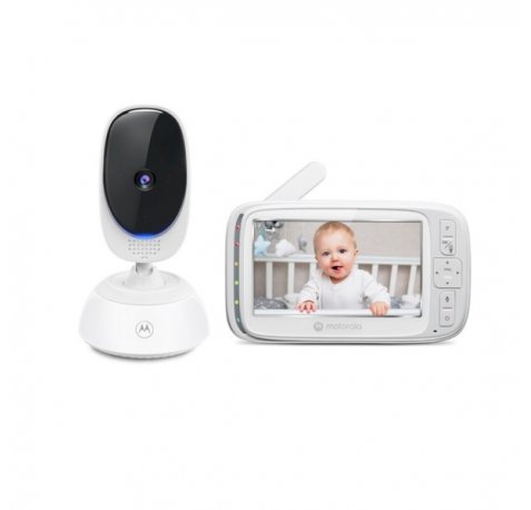 Motorola Nursery VM75 Vigilabebes con Camara - Sonidos de nanas - Comunicacion Bidireccional - Pantalla 5" - Sensor de Temperatura - Color Blanco