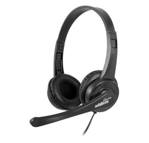 NGS Vox505 Auriculares USB con Microfono Ajustable - Control de Volumen - Almohadillas Acolchadas - Diadema Ajustable - Cable de 1.80 m - Color Negro