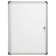 Bi-Office Vitrina para Anuncios o Carteles - Puerta Abatible con Cerradura - Tamaño 35.7 x 49cm - Superficie de Acero Lacado Magnetico - Color Aluminio