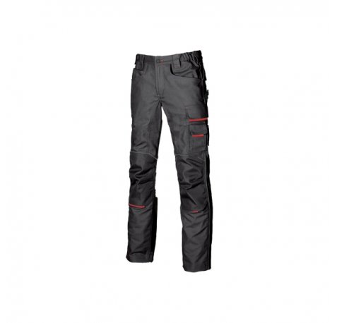 Upower Free Pantalon Multifuncional - Talla 54 - Multiples Bolsillos, Rodilleras Resistentes, Detalles Reflectantes, Costuras Triples, Proteccion DPI1, Cierre Resistente - Color Gris Meteorito