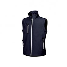 Upower Climb Chaleco de Trabajo Soft Shell - Talla S - Tejido Elastico Transpirable, Resistente al Viento y Agua, Bolsillo para Movil con Cremallera, Proteccion DPI1 - Color Azul Marino