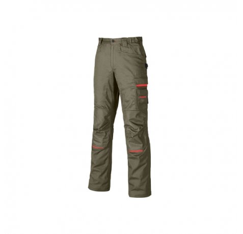 Upower Nimble Pantalon de Trabajo Confortable - Talla 56 - Multiples Bolsillos, Detalles Reforzados, Cintura Elastica, Proteccion DPI1, Costuras Triples, Porta-Tarjetas, Portaherramientas - Color Arena