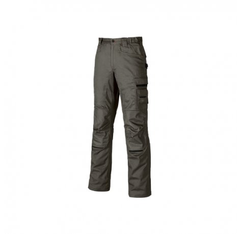 Upower Nimble Pantalon de Trabajo con Multiples Bolsillos - Talla 60 - Cintura Elastica, Costuras Triples, Proteccion DPI1, Resistente al Desgaste - Color Gris Piedra