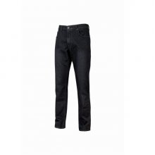 Upower Romeo Vaqueros de Trabajo Elasticos - Talla 38 - Comodidad Prolongada, Multibolsillos, Ajuste Slim Fit, Proteccion DPI1 - Color Negro Carbon