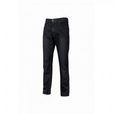 Upower Romeo Vaqueros de Trabajo Elasticos - Talla 38 - Comodidad Prolongada, Multibolsillos, Ajuste Slim Fit, Proteccion DPI1 - Color Negro Carbon
