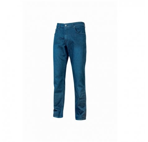 Upower Romeo Vaqueros de Trabajo - Talla 38 - Tejido Elastico, Multibolsillos, Ajuste Slim Fit, Proteccion DPI1 - Color Azul Indigo