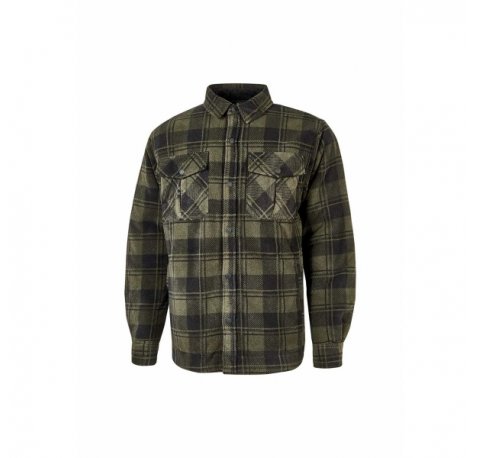 Upower Willow Camisa de Felpa Acolchada - Talla 3XL - Mangas Largas, Interior Guateado, Multiples Bolsillos, Cierre Botones a Presion, Proteccion DPI1 - Color Verde Oscuro y Negro