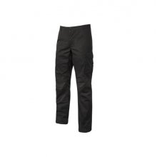 Upower Ocean Pantalon de Trabajo en Algodon Elastico - Talla S - Multiples Bolsillos, Cierre con Cremallera, Refuerzo en Rodillas, Cinta Reflex, Ajuste Slim Fit, Proteccion DPI1 - Color Negro Carbon