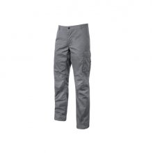 Upower Ocean Pantalon de Trabajo en Algodon Elastico - Talla M - Bolsillos Multiples, Cierre Resistente, Refuerzo en Rodillas, Cinta Reflex, Ajuste Slim Fit, Proteccion DPI1 - Color Gris Oscuro