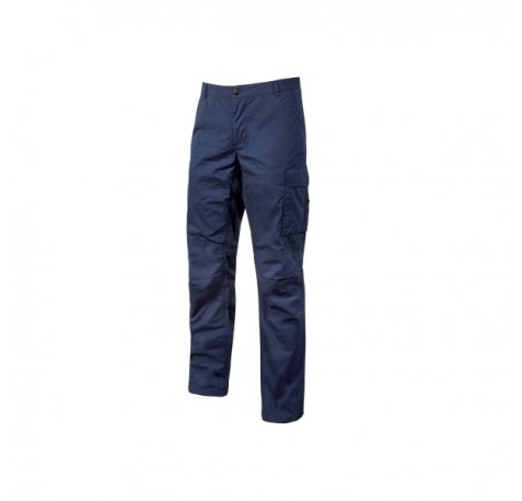Upower Ocean Pantalon de Trabajo Algodon Elastico - Talla M - Bolsillos Multiples, Cierre Resistente, Refuerzo en Rodillas, Cinta Reflex, Ajuste Slim Fit, Proteccion DPI1 - Color Azul Oscuro Westlake