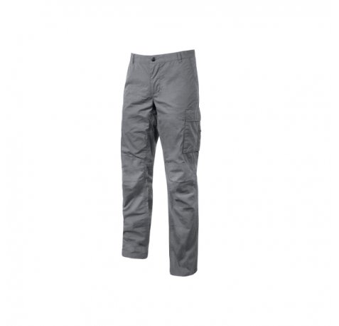 Upower Baltic Pantalon de Trabajo Algodon Elastico - Talla 3XL - Efecto Desgastado, Bolsillo Lateral Multifuncional, Cierre Resistente, Refuerzo en Rodillas, Ajuste Slim Fit, Proteccion DPI1 - Color Gris Oscuro