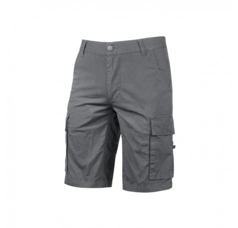 Upower Summer Bermuda Cargo Ajuste Slim-Fit - Talla L - Algodon Elastico, Bolsillos Multifuncionales, Triple Costura, Boton AntiaraÃ±azos, Proteccion DPI1 - Color Gris Oscuro