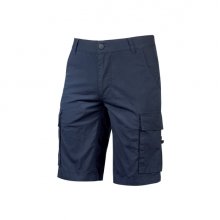Upower Summer Bermuda Cargo de Algodon Elastico - Talla M - Ajuste Slim-Fit, Bolsillos Multifuncionales, Triple Costura, Boton AntiaraÃ±azos, Proteccion DPI1 - Color Azul Oscuro Westlake