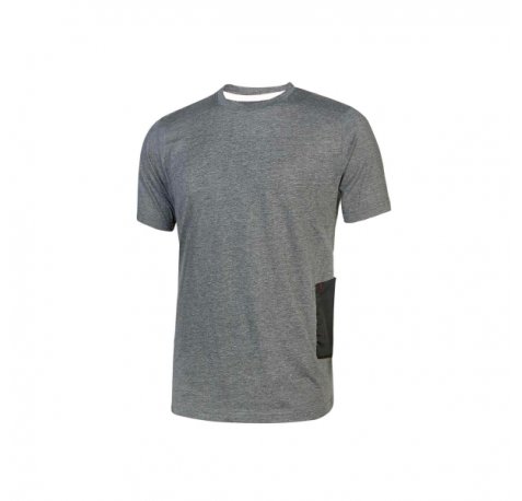 Upower Road Camiseta de Manga Corta Polycotton - Talla 3XL - Slim-Fit, Cuello Acanalado Elastico, Bolsillo Celular, Cinta Reflex, Proteccion DPI1 - Color Gris Meteorito