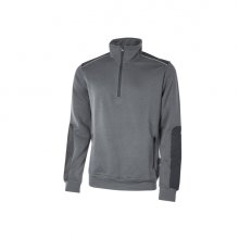 Upower Cushy Sudadera Cepillada con Media Cremallera - Talla L - Cuello Alto, Bolsillos con Cremallera, Refuerzos Antidesgaste, Detalles Reflectantes, Proteccion DPI1 - Color Gris Meteorito