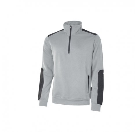 Upower Cushy Sudadera Cepillada con Media Cremallera - Talla M - Cuello Alto, Bolsillos Laterales con Cremallera, Refuerzos Antidesgaste, Insertos Reflectantes - Color Gris Plateado