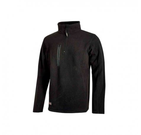 Upower Bering Sudadera de Trabajo con Medio Cremallera - Talla 2XL - Durabilidad y Confort, Proteccion DPI1, Material 100% Poliester - Color Negro Carbon