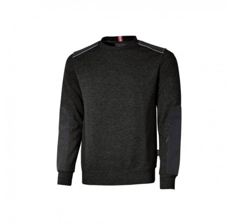 Upower Ryke Sudadera Cepillada Cuello Redondo - Talla L - Bolsillo Antebrazo, Refuerzos Duraderos, Elementos Reflectantes, Proteccion DPI1 - Color Negro Carbon