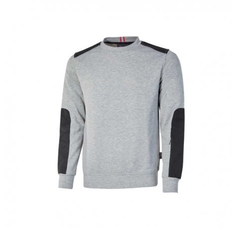 Upower Ryke Sudadera Cepillada Cuello Redondo - Talla S - Bolsillo Antebrazo, Refuerzos Duraderos, Elementos Reflectantes Seguridad - Color Gris Plateado
