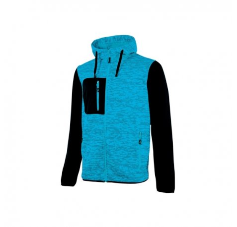 Upower Rainbow Sudadera con Forro Polar - Talla L - Cuello Alto, Capuchon Ajustable, Cremallera Central, Bolsillos Delanteros, Proteccion DPI1 - Color Cyan Fluorescente