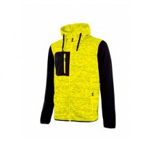 Upower Rainbow Sudadera con Cremallera - Talla S - Interior de Forro Polar, Cuello Alto, Capuchon Ajustable, Bolsillos con Cremallera, Proteccion DPI1 - Color Amarillo Fluorescente