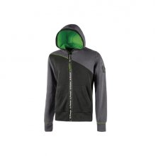Upower Jupiter Sudadera de Trabajo - Talla S - Cremallera Impermeable, Capucha Ajustable, Bolsillos Practicos, Piping Fluo Elastico, PuÃ±os Elasticos, Bajo Acanalado - Color Gris Asfalto