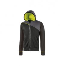 Upower Jupiter Sudadera de Trabajo - Talla 3XL - Cremallera Impermeable, Capucha Ajustable, Bolsillos Practicos, Piping Fluo Elastico, PuÃ±os Elasticos, Proteccion DPI1 - Color Negro Carbon