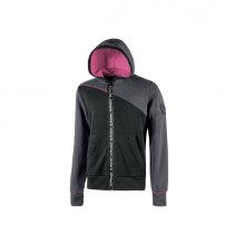 Upower Jupiter Lady Sudadera Mujer con Cremallera Impermeable - Talla L - Capucha Ajustable, Bolsillos Oblicuos, PuÃ±os Elasticos, Proteccion DPI1, Piping Fluo Elastico - Color Gris Fucsia